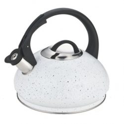 Чайник из нержавеющей стали со свистком edenberg 3.0 л белый (eb-8812w)